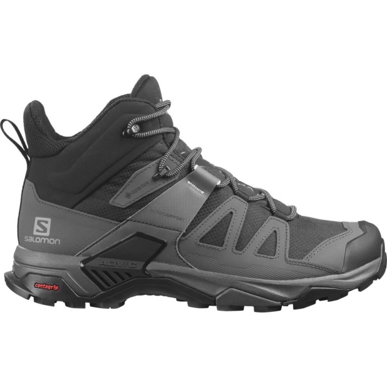 Black Salomon X Ultra 4 Mid Wide GTX Men\'s Hiking Boots | IE QF3892